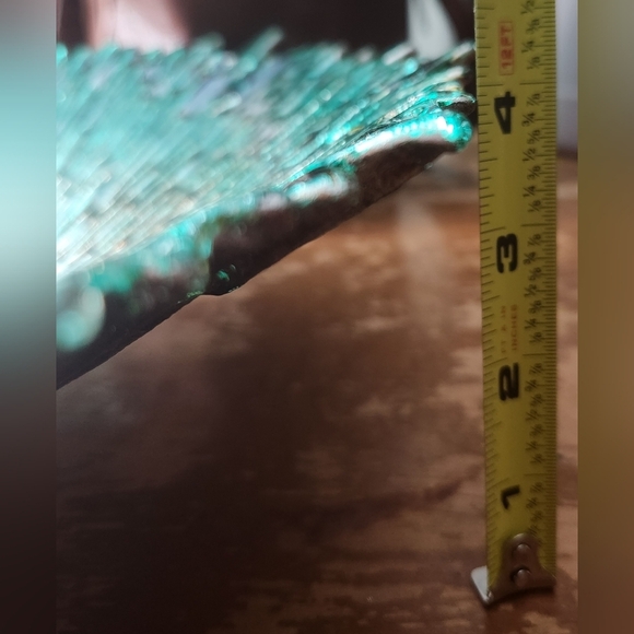 🦋Beautiful Sunburst Glass Accent Bowl Glossy Teal Gold Silver - Picture 10 of 15